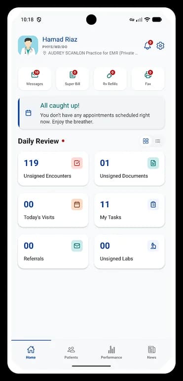 Provider App home screen on a phone